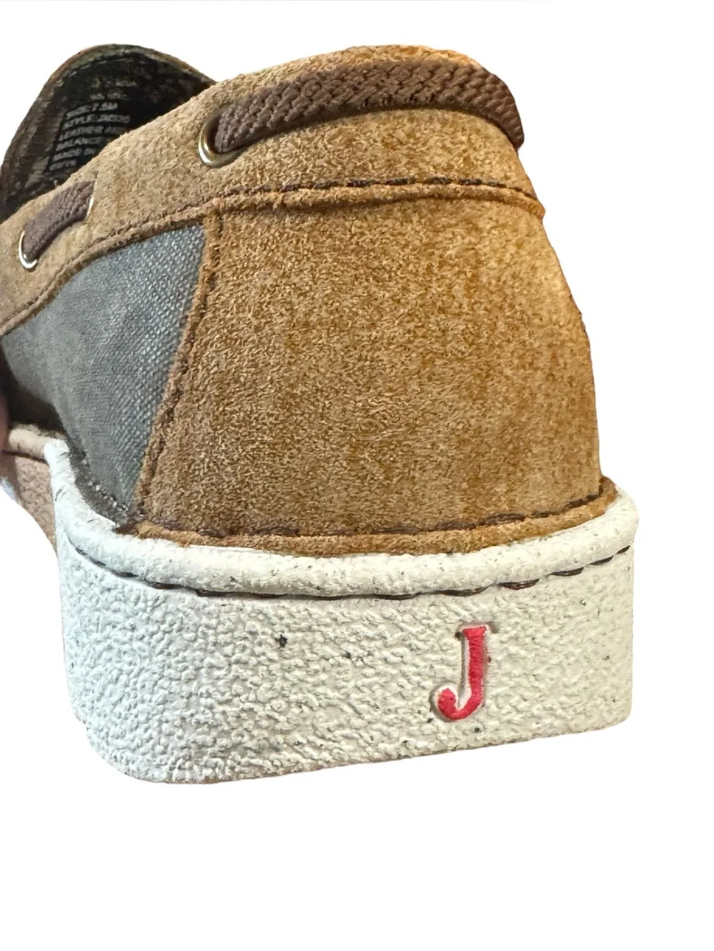 Justin Walker Ash Camel Cow Suede, Canvas Boat Shoe New